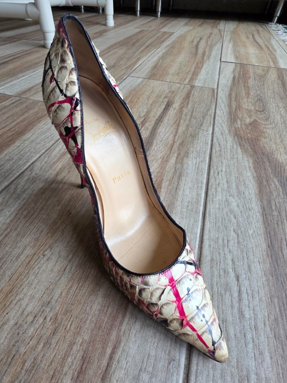 Christian Louboutin So-Kate 120 Python Graffiti Pumps Shoe Eur. 38.5